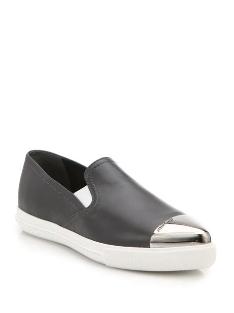 miu miu cap toe leather slip on sneakers|miu michael shoes.